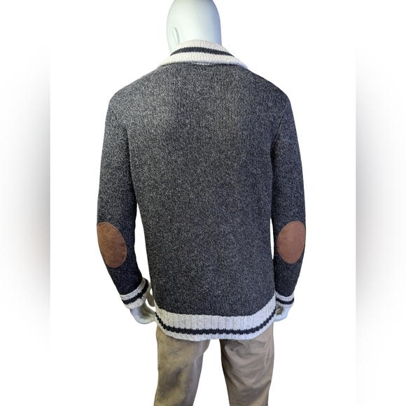 Roots Cabin Wool Blend Shawl Collar Cardigan, Elbow Patches, Men’s Medium - Picture 6 of 10